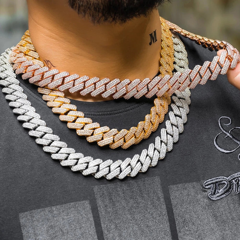 Hip Hop Cuban Link Necklace 10/12/14/15/20mm Iced Out Diamond CZ Gift for Him/Her