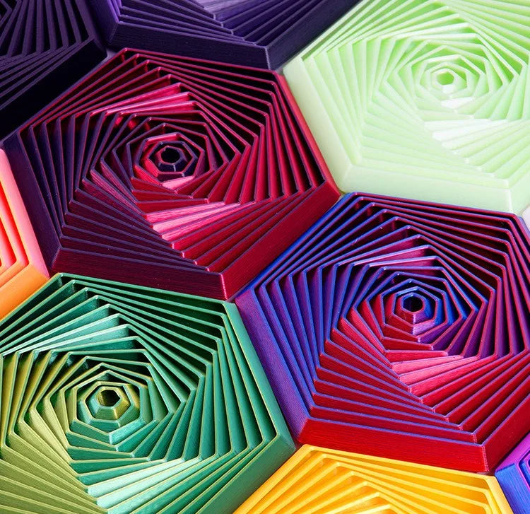 3D Printed Fractal Fidget Hexagon 7cm Portable Playing Sensory Anti-stress Toy Desktop Ornament Kid Toy Visual Toys