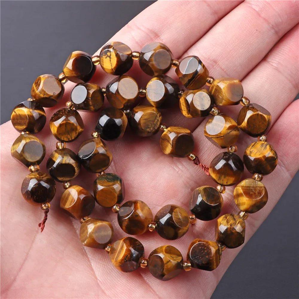 45 Kind Tiger Eye Stone Bead Natural Yellow Cabochon Round Faceted Square Loose Beads Fit Fashion Jewelry Making Handmade Supply