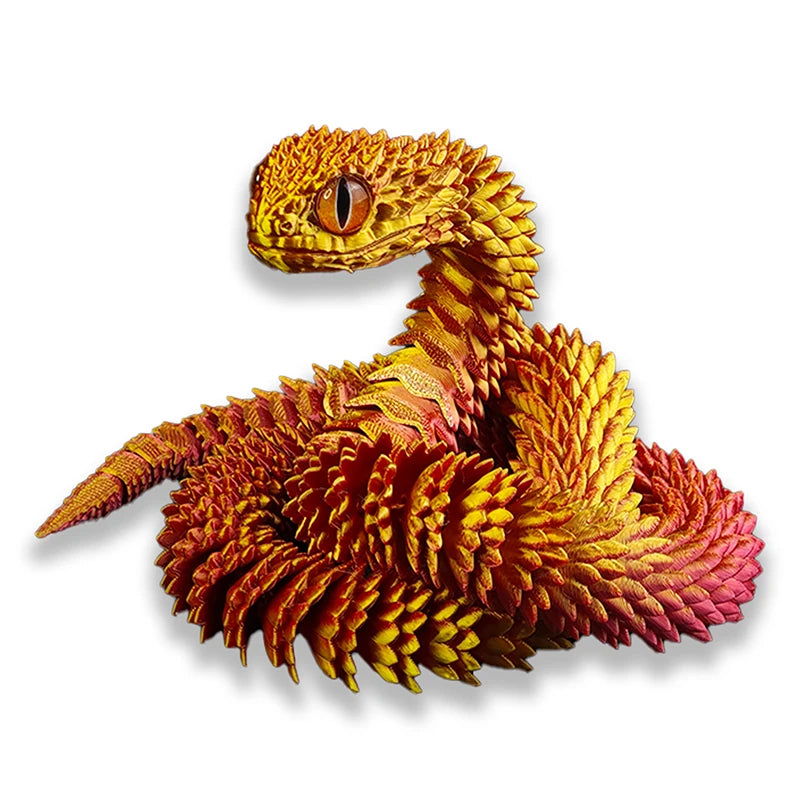 3D Printed Snake Model Viper Snake Figurine Movable Joint Simulation Toys Creative Desktop Car Ornaments Colorful Crafts