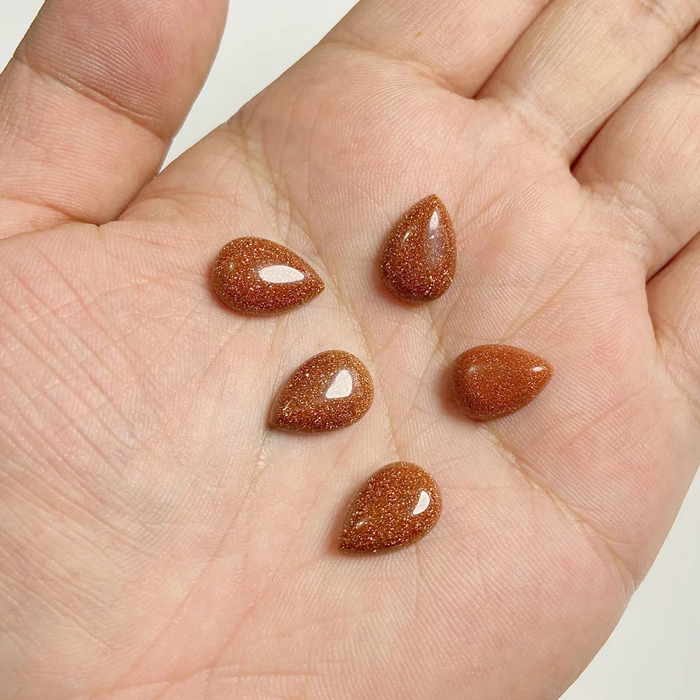 10x14mm Water Drop Shape Natural Stone Cabochons Beads Agate Crystal Opal Chalcedony Cabochons for Needlework DIY Jewelry Making