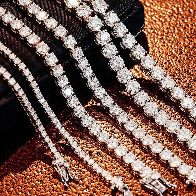 Luxury Custom Fine Jewelry CZ Tennis Chain Necklace Moissanite Chain 925 Sterling Silver High Quality Trendy Cuban Link Chain