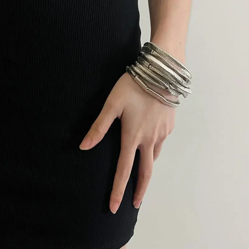 Modern Jewelry Popular Design Multi Layers Metal Stretch Bracelets For Women Party Gifts Fine Accessories 2024 Trend New