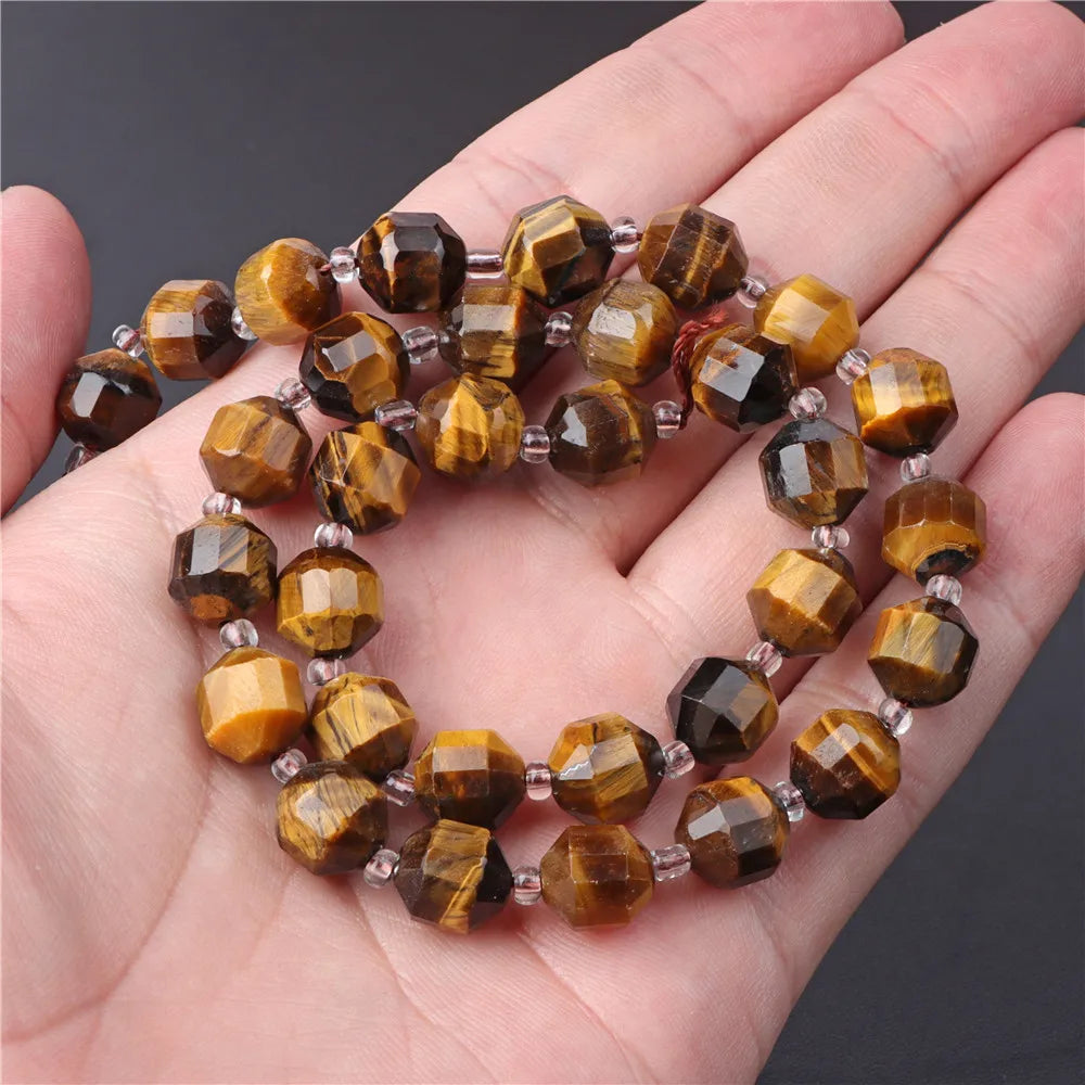 45 Kind Tiger Eye Stone Bead Natural Yellow Cabochon Round Faceted Square Loose Beads Fit Fashion Jewelry Making Handmade Supply