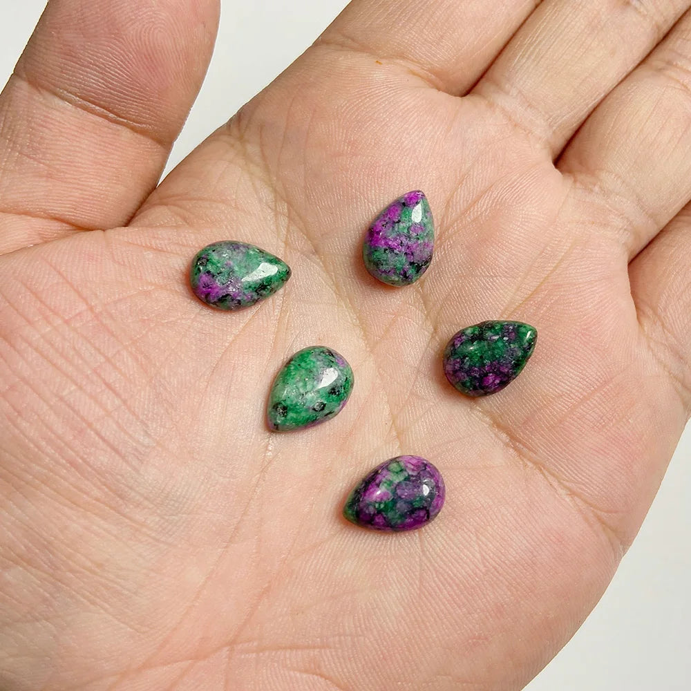 10x14mm Water Drop Shape Natural Stone Cabochons Beads Agate Crystal Opal Chalcedony Cabochons for Needlework DIY Jewelry Making