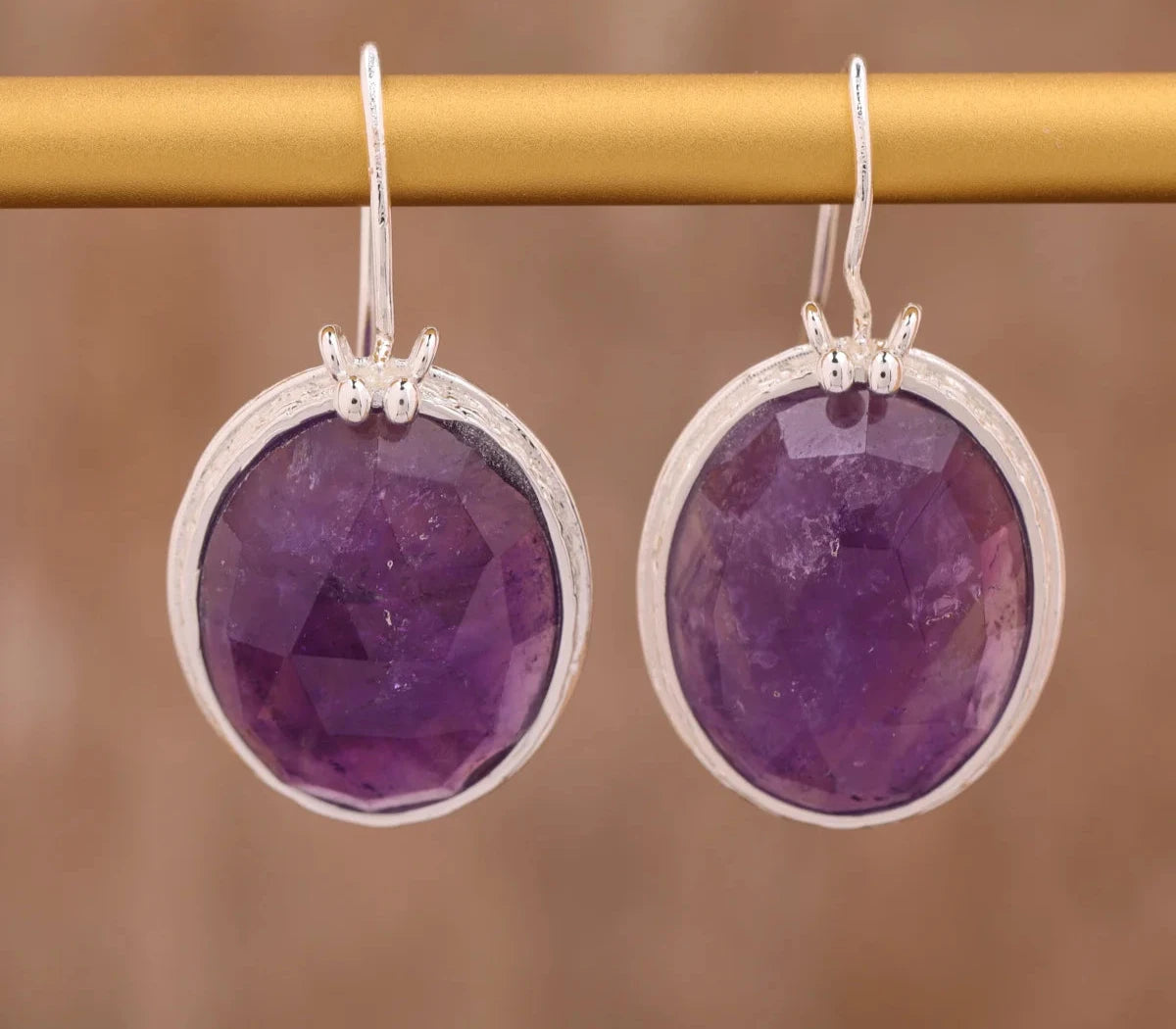 Luxury Women Earrings Oval Amethyst Lapis Lazuli Dangle Earring Classic Fashion Natural Stones Jewelry Bijoux Dropshipping