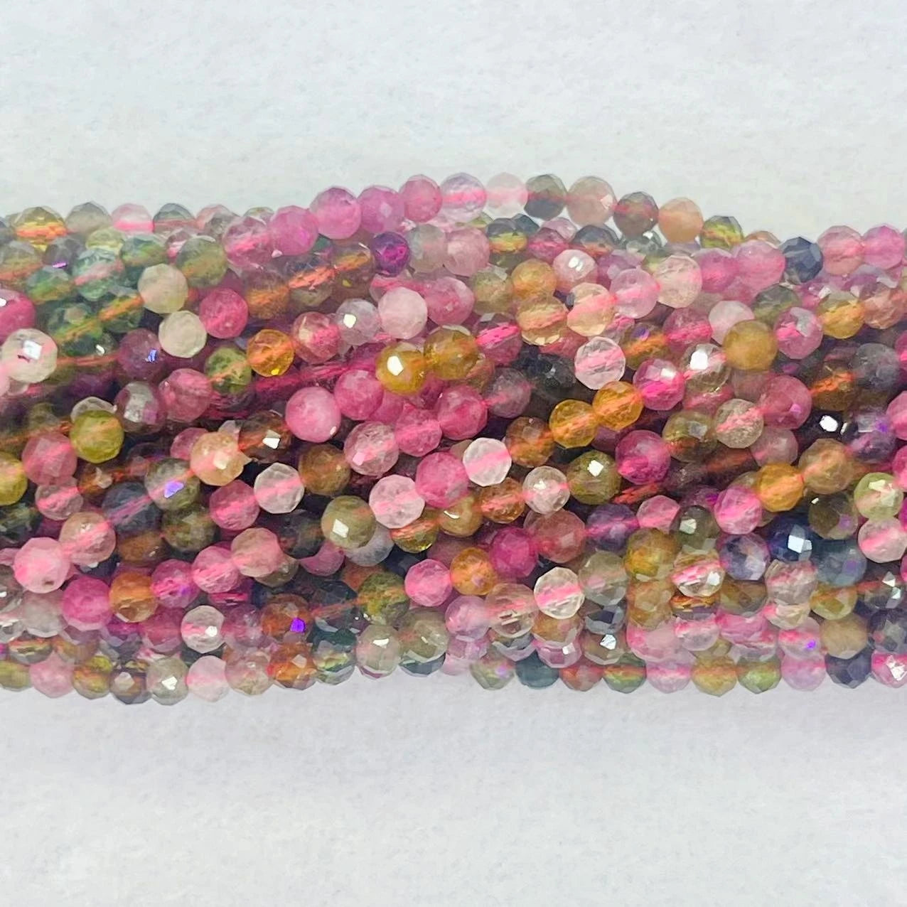 100% Noble Natural Ranbow Tourmaline Stone Gemstone 3MM Round Faceted Loose Spacer Beads Strands High Quality For DIY Jewelry