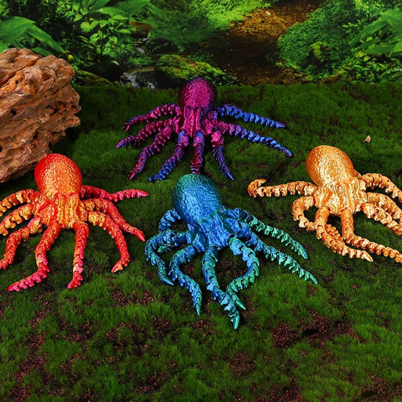 3D Printed Models Spider Octopus Snake Figurine Movable Joint Simulation Toys Creative Desktop Ornaments Toy Colorful Crafts