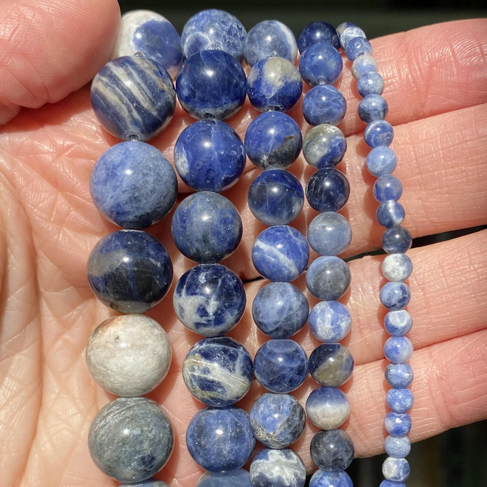 45 Style Natural Stone Beads Blue Chalcedony Crystal Glass Gemstone Jades Agate Beads Jewelry Making DIY Handmade Bracelet 15‘’