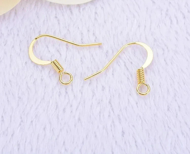 (2239)20PCS Height 16MM 24K Gold Color Plated Brass Earring Hook Diy Jewelry Findings Accessories wholesale