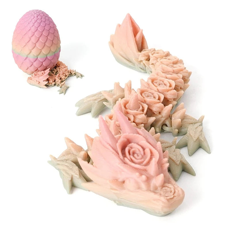 3D Printed Gem Dragon Egg Rotatable Articulated Dragons Toys Desktop Craft Ornament Gifts for Kids Office Home Table Decor