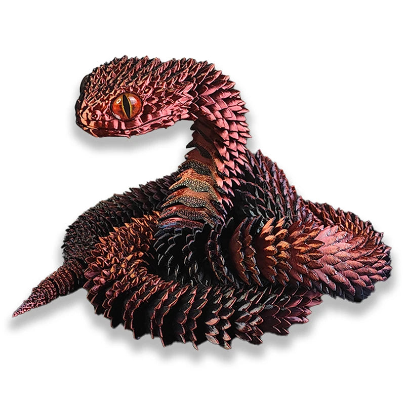 3D Printed Snake Model Viper Snake Figurine Movable Joint Simulation Toys Creative Desktop Car Ornaments Colorful Crafts