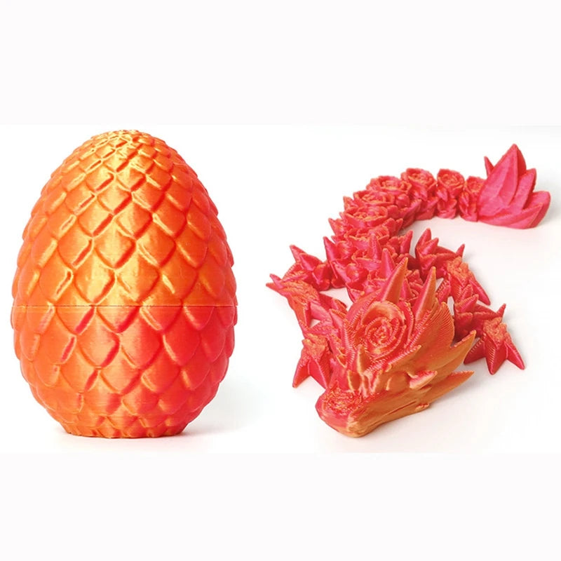 3D Printed Gem Dragon Egg Rotatable Articulated Dragons Toys Desktop Craft Ornament Gifts for Kids Office Home Table Decor