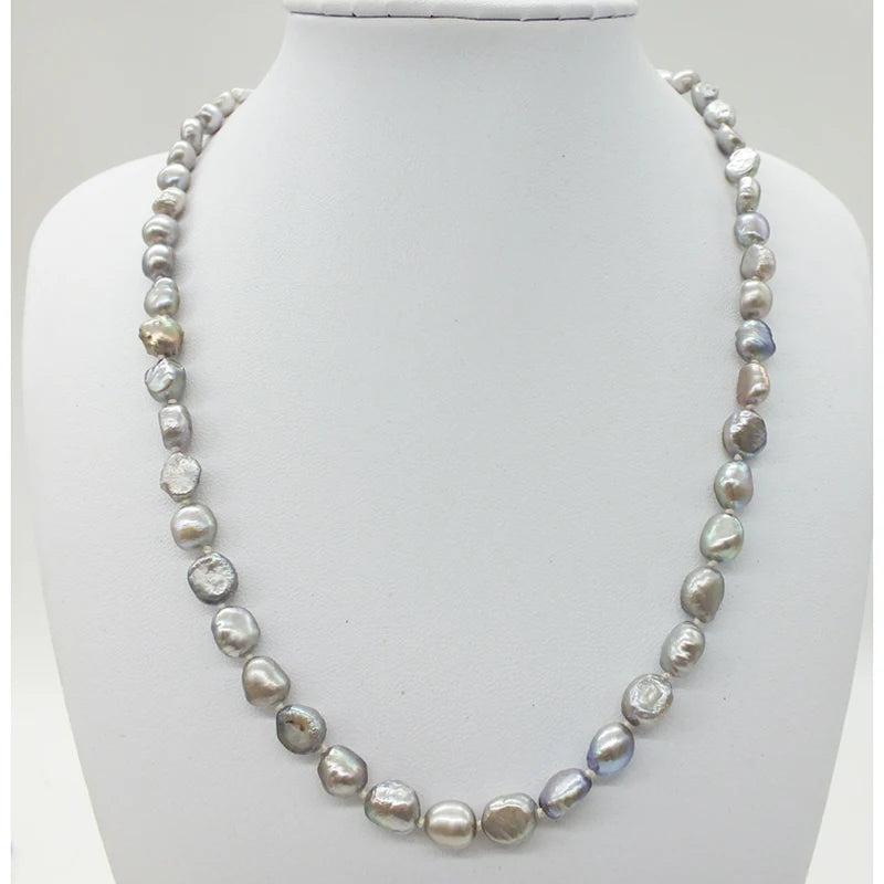 6mm Natural Gray Tahiti Baroque Pearl Necklace 45CM
