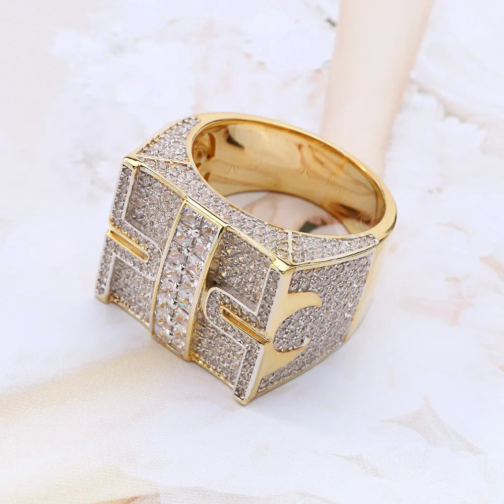 Wholesale Silver Ring for Men 925 Original Cubic Zirconia Rhodium Gold Plated Hip Hop Rings Cuban Ice Out Fine Jewelry Zircon