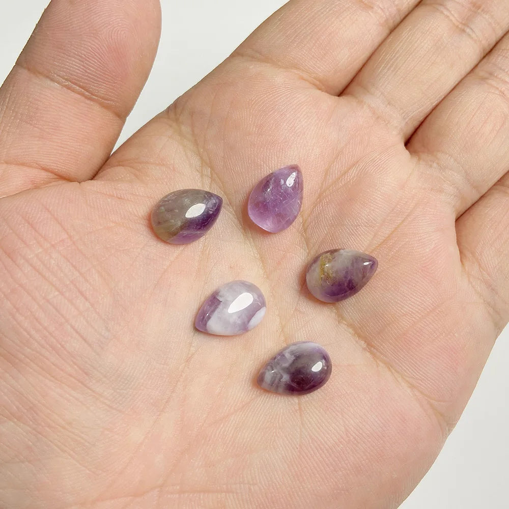 10x14mm Water Drop Shape Natural Stone Cabochons Beads Agate Crystal Opal Chalcedony Cabochons for Needlework DIY Jewelry Making