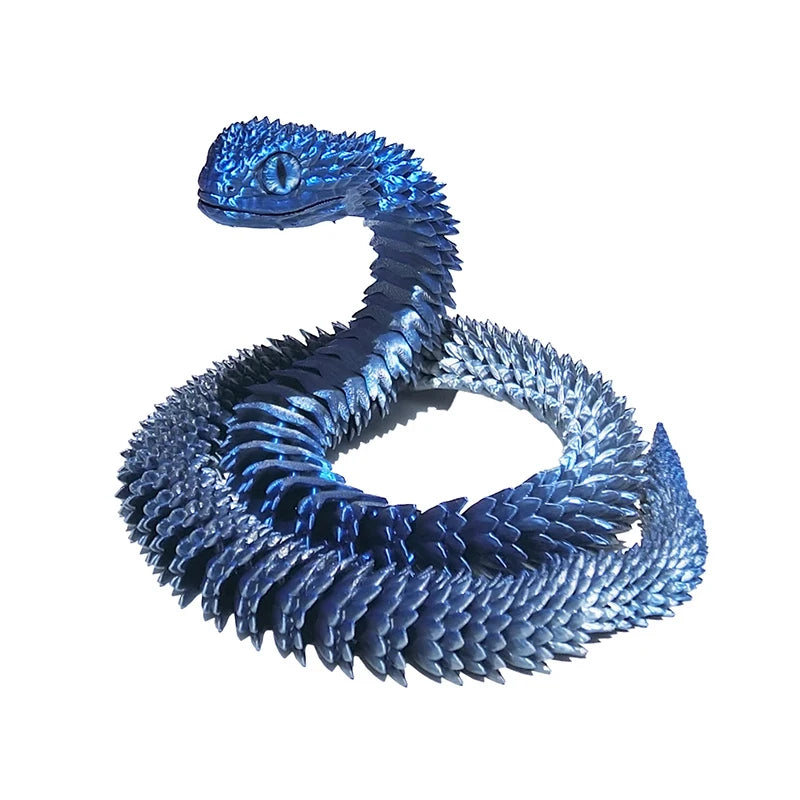 3D Printed Snake Model Viper Snake Figurine Movable Joint Simulation Toys Creative Desktop Car Ornaments Colorful Crafts