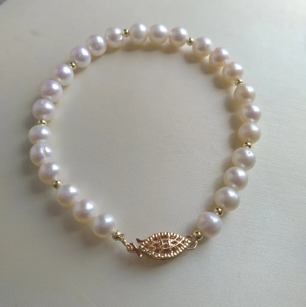 Bracelet For Women Female 6-7mm Natural Real Akoya Seawater Bead Pearl 16cm 17cm 18cm  Nice Look