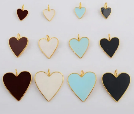 Mixed Colors Heart Shaped Golden Plated Electroplated Rainbow Pendant Bead for Necklace/Earrings Jewelry Gifts
