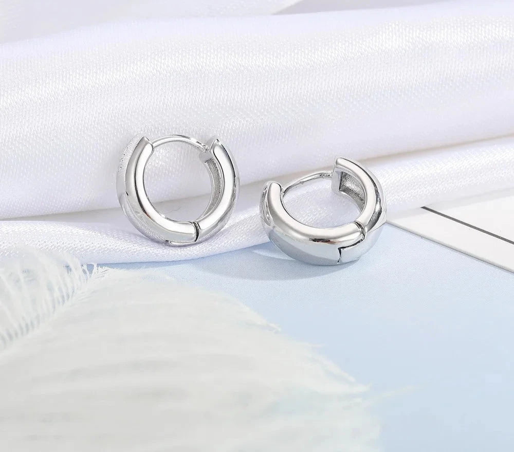 100% Real 925 Sterling Silver Earrings Statement Heart Star Square Round Geometric Hoop Flexible Earwire Leverback Women Jewelry
