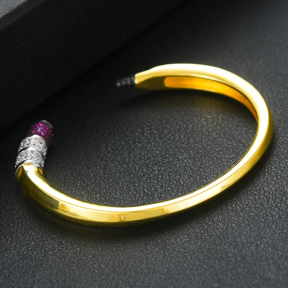 Trendy Pencil Designs Bangle Cuff For Women Wedding Full Cubic Zircon Crystal CZ Dubai Silver Color Party Bracelet 2022