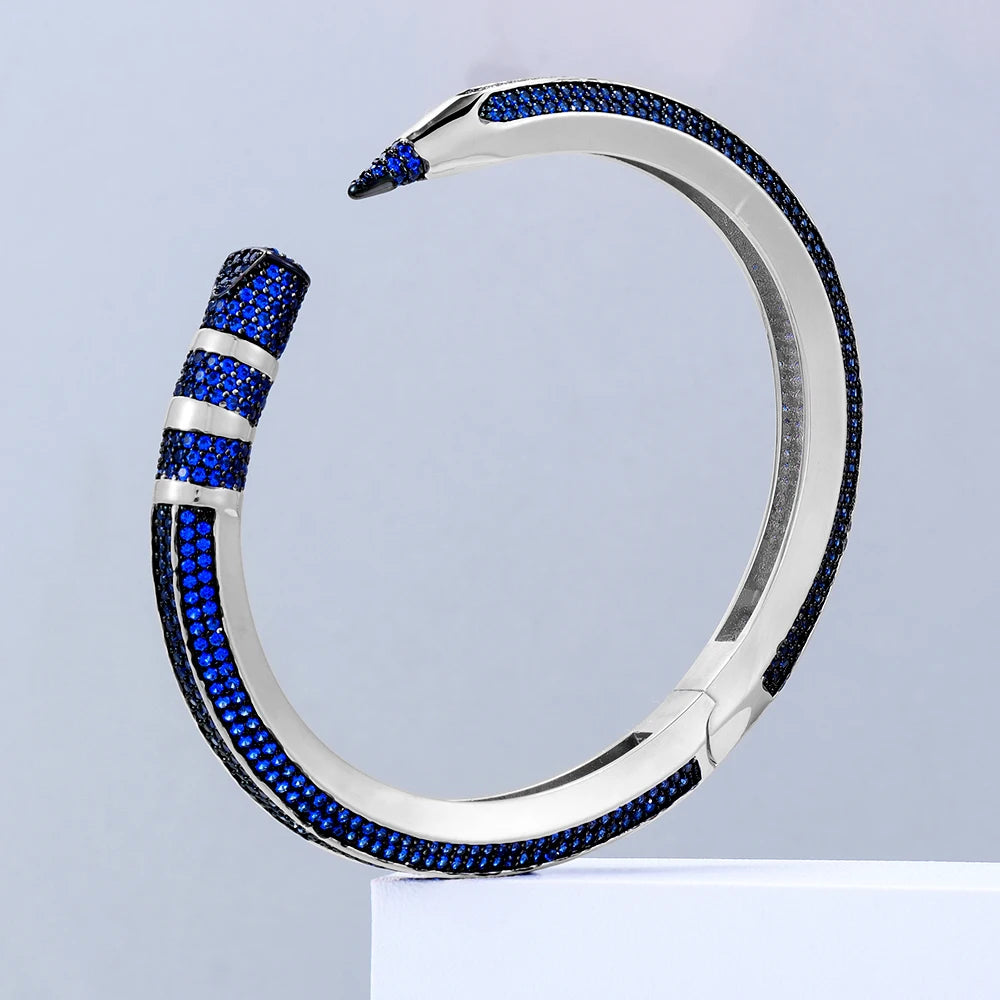 Trendy Pencil Designs Bangle Cuff For Women Wedding Full Cubic Zircon Crystal CZ Dubai Silver Color Party Bracelet 2022