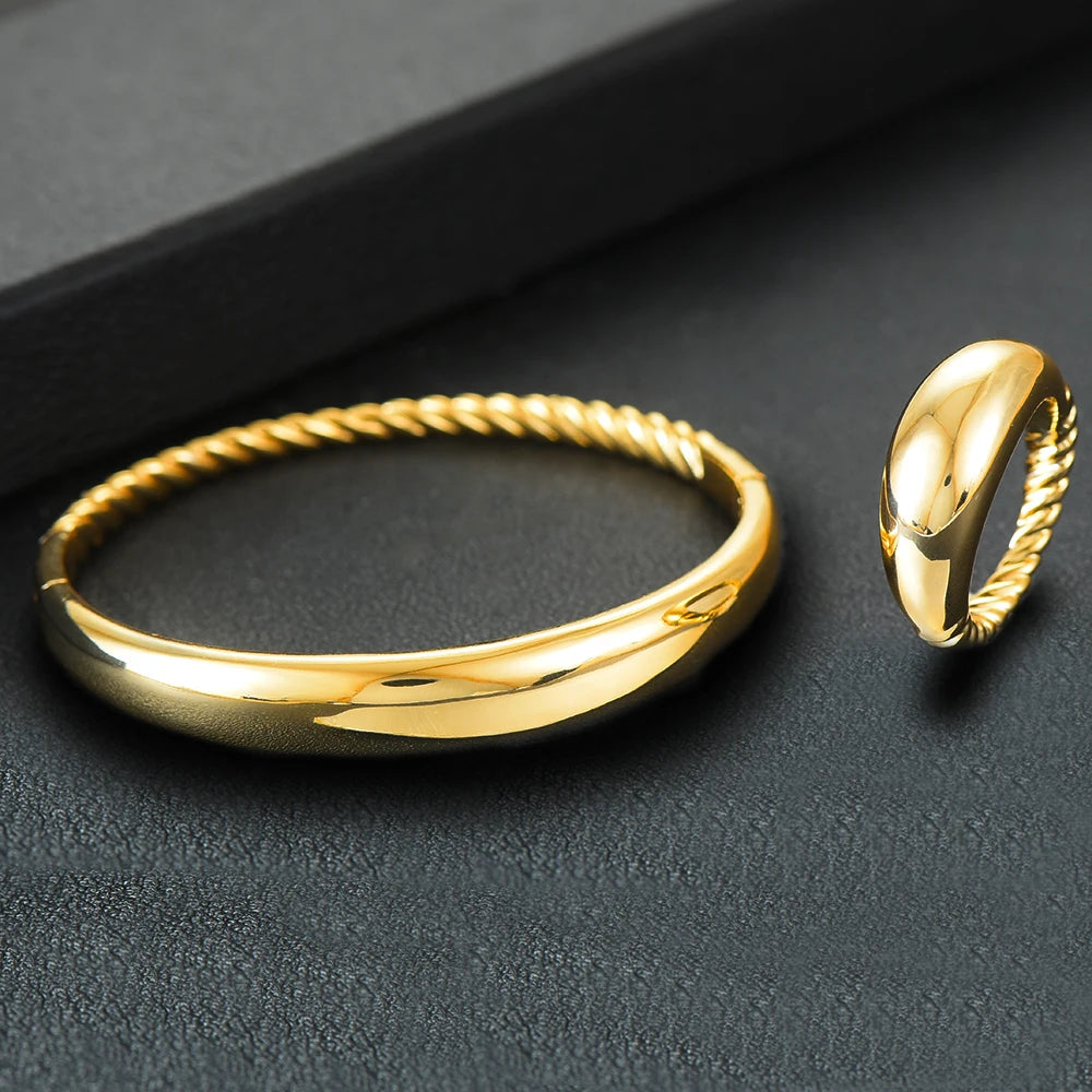 Trendy Luxury Stackable Bangle Cuff For Women Wedding Full Cubic Zircon Crystal CZ Dubai Silver Color Party Bracelet 2023
