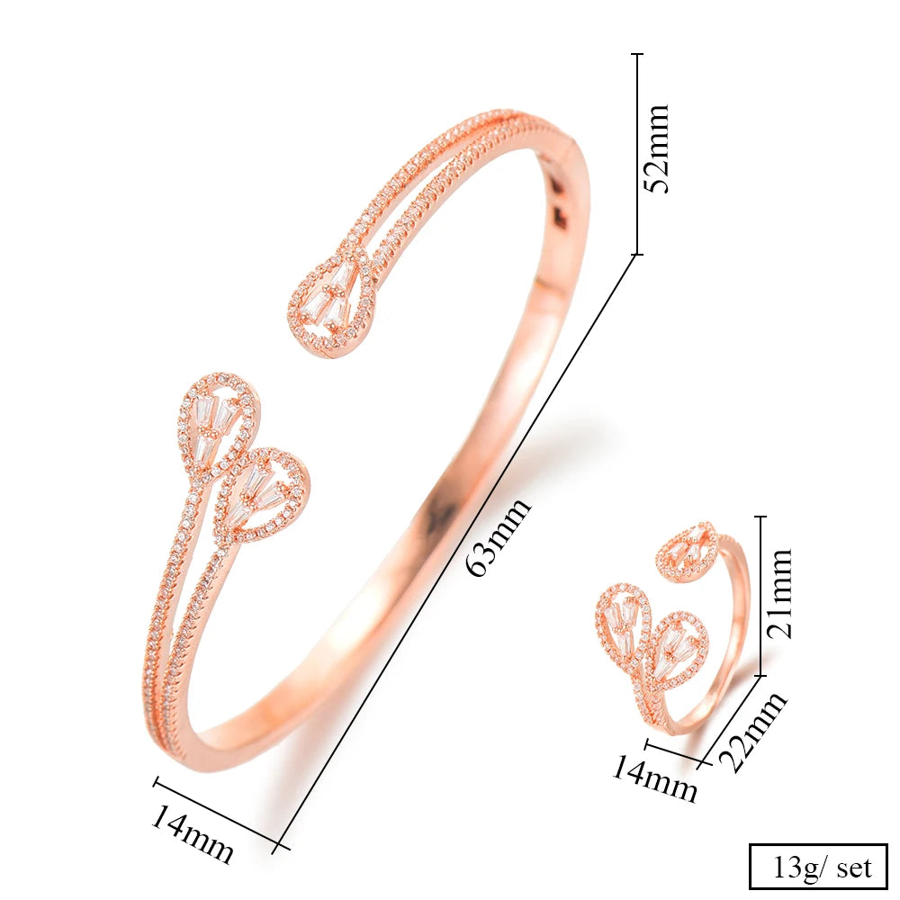Luxury Stackable Cuff Bangles For Women Wedding Full AAA Cubic Zircon Crystal CZ Dubai Bridal Bracelets Party Jewelry 2022