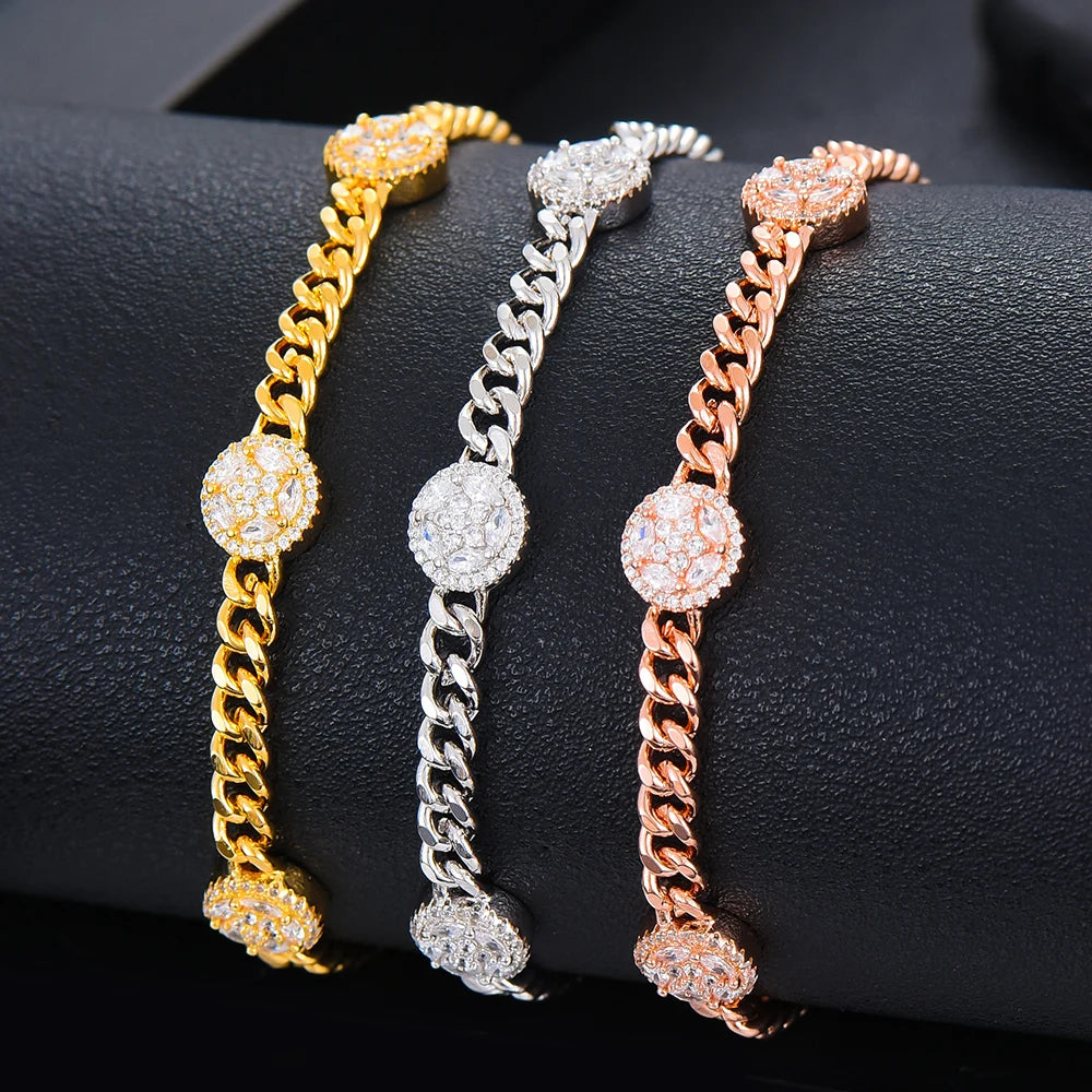 New HIPHOP Iced out Cuban Links STACK BRACELET Jewelry For Women Wedding Party Cubic Zircon aretes de mujer modernos 2021