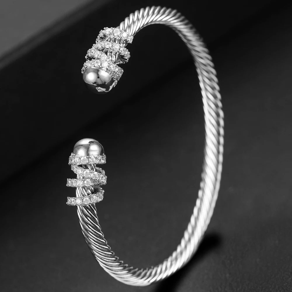 Trendy Luxury Stackable Bangle Cuff For Women Wedding Full Cubic Zircon Crystal CZ Dubai Bracelet Party Jewelry 2023