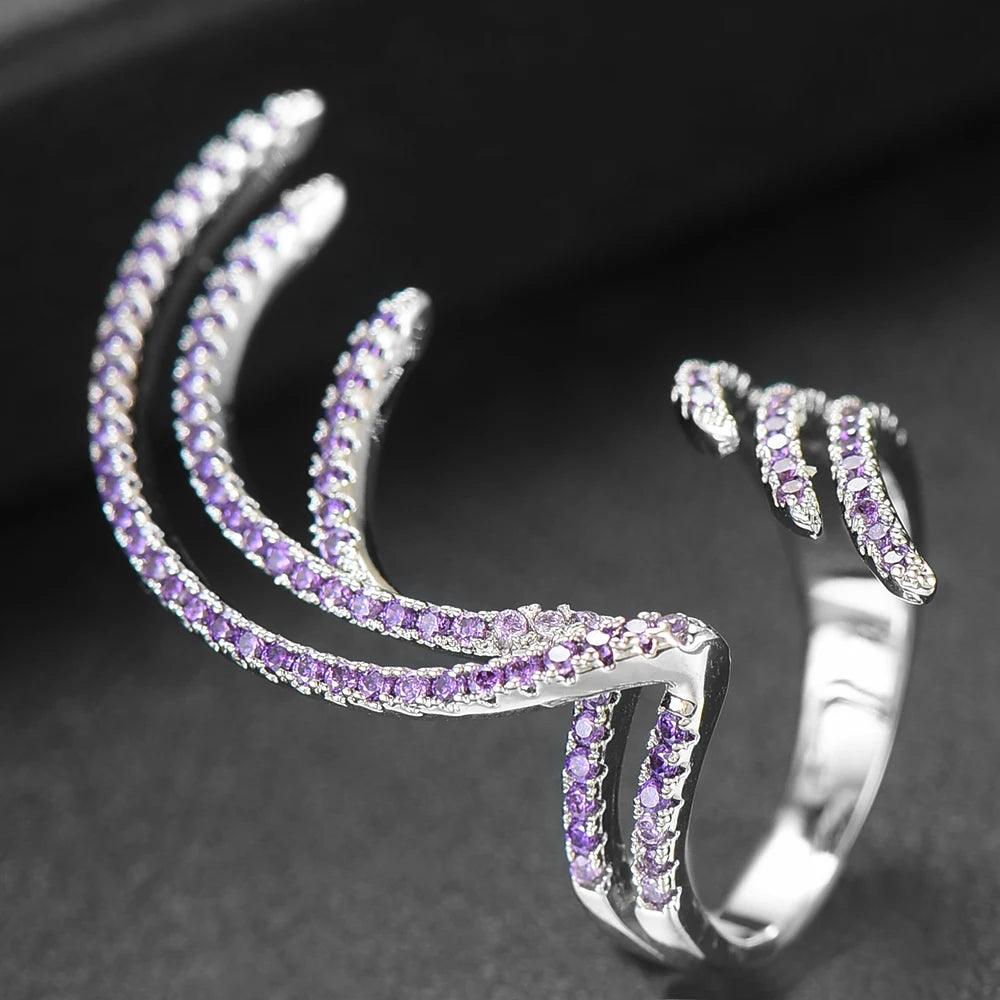 Trendy Angel Wing Statement Stacks Rings for Women Cubic Zircon Finger Rings Beads Ring Boho Beach Jewelry