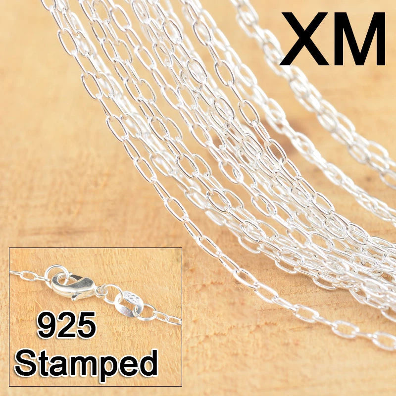100% 925 Sterling Silver Jewelry Link Necklace Chains With Lobster Clasps For Pendant DIY Jewelry Findings 30PCS 18 Inch(45cm)