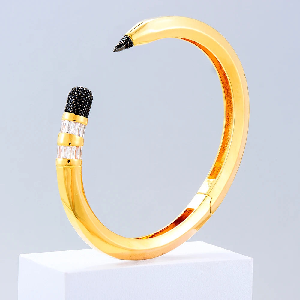 Trendy Pencil Designs Bangle Cuff For Women Wedding Full Cubic Zircon Crystal CZ Dubai Silver Color Party Bracelet 2022
