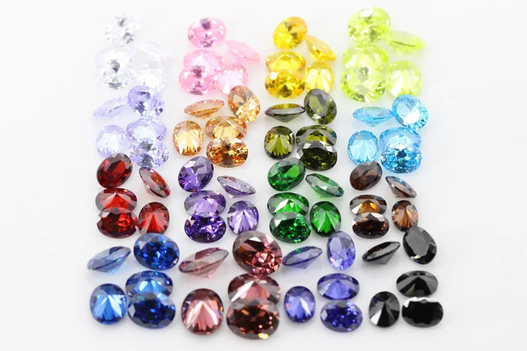 Cubic Zirconia Stone Multicolor Oval Shape Brilliant Cut Loose CZ Stones Synthetic Gems Beads For Jewelry 2x3~13x18mm AAAAA