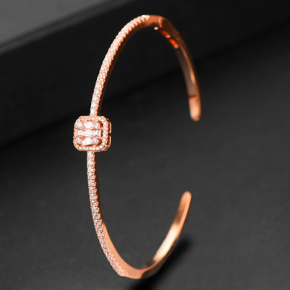 Trendy Luxury Stackable Bangle Cuff For Women Wedding Full Cubic Zircon Crystal CZ Dubai  Bracelet Party Jewelry2019
