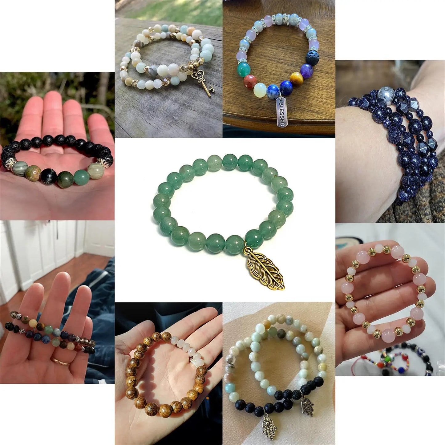 Natural Stone Beads Tiger Eye Tourmaline Amazonite Agates Jaspers Pink Quartz Beads for Jewelry Making DIY Bracelet Accessories