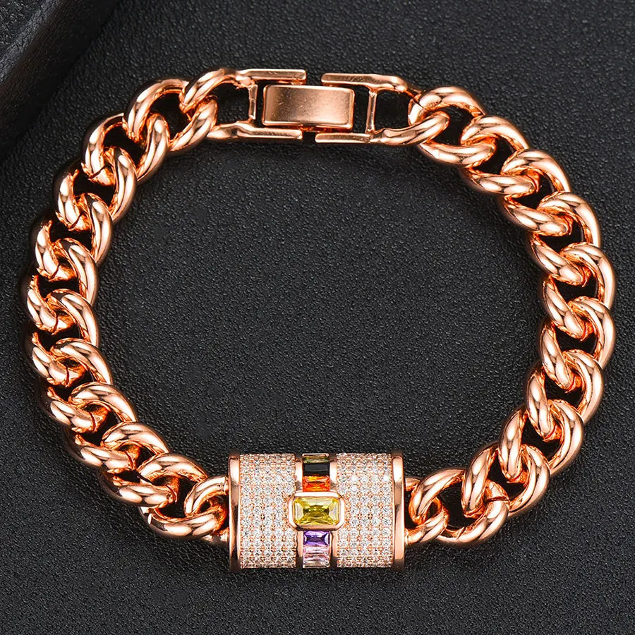 Luxury Chunky Link Bracelet For Women Wedding Full Cubic Zircon Crystal CZ Dubai Bracelet Party Jewelry 2020
