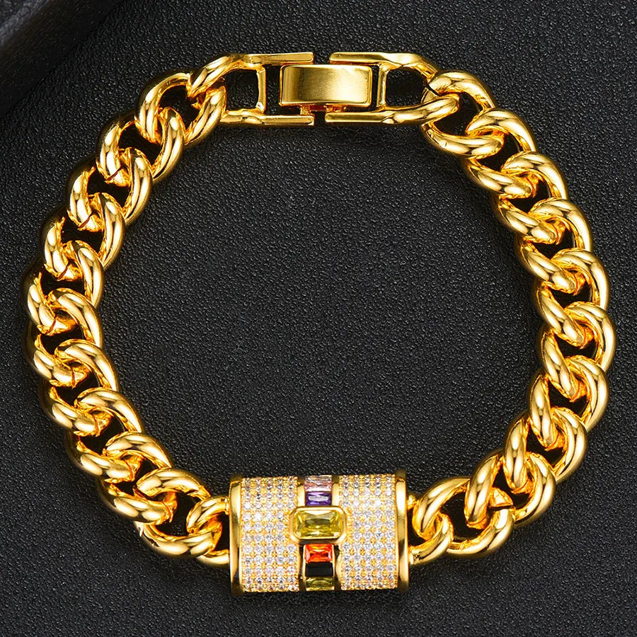 Luxury Chunky Link Bracelet For Women Wedding Full Cubic Zircon Crystal CZ Dubai Bracelet Party Jewelry 2020