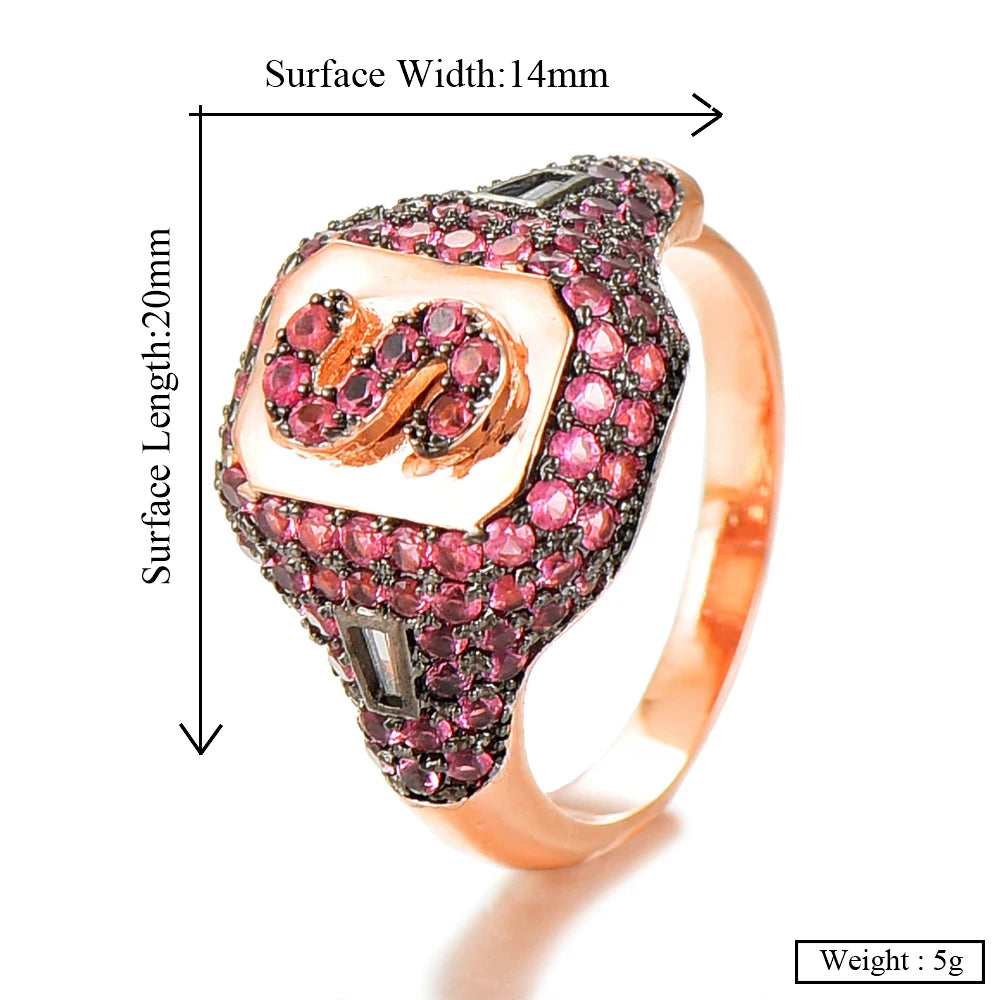 Luxury Initial Rings Geometry Cubic Zironium Engagement Dubai Naija Bridal Finger Rings Jewelry Addiction