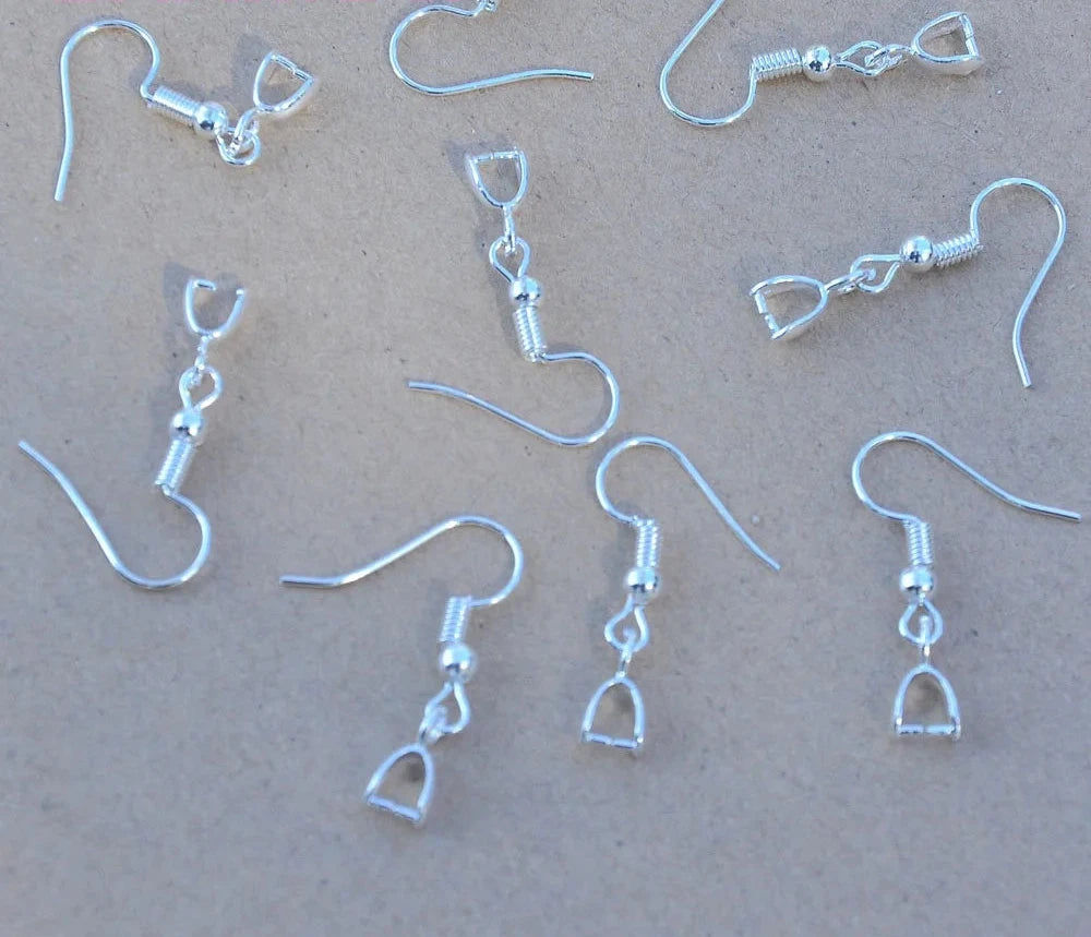 925 Sterling Silver Pinch Bail Connector Handmade Hook Earrings Making Jewelry Findings Components for Pearl Crystal