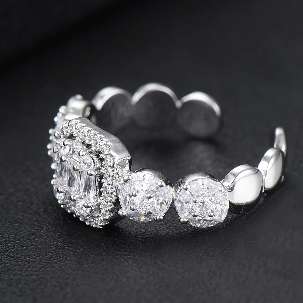 Luxury Stackable Cuff Bangles For Women Wedding Full AAA Cubic Zircon Crystal CZ Dubai Bridal Bracelets Party Jewelry 2022