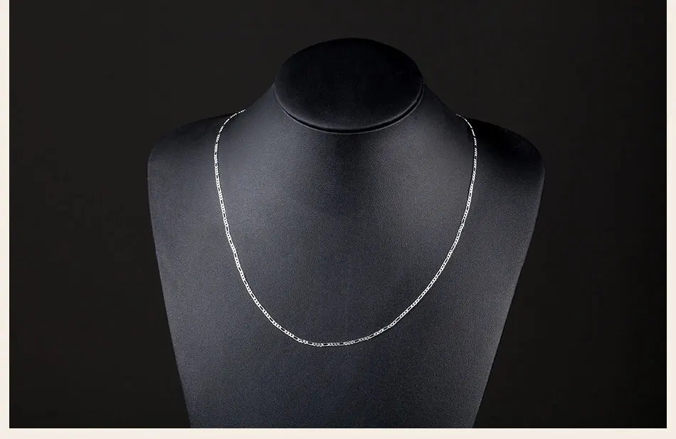 925 Sterling Silver 16/18/20/22/24/26/28/30 Inch 2mm Sideways Flat Chain Necklace For Women Man Fashion Wedding Jewelry