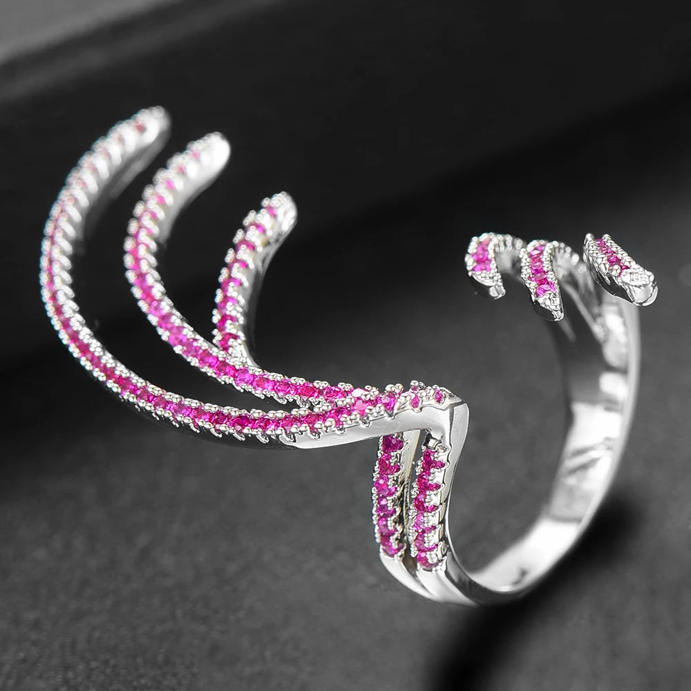 Trendy Angel Wing Statement Stacks Rings for Women Cubic Zircon Finger Rings Beads Ring Boho Beach Jewelry