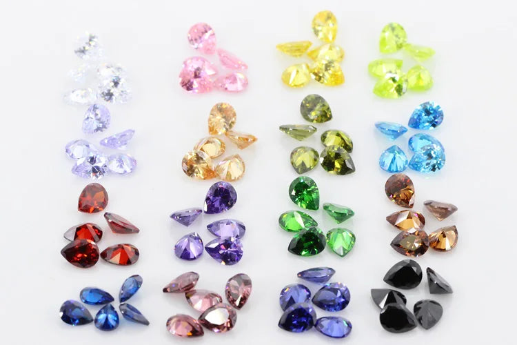 Cubic Zirconia Stone Multicolor Pear Shape Brilliant Cut Loose CZ Stones Synthetic Gems Beads For Jewelry 2x3~13x18mm AAAAA