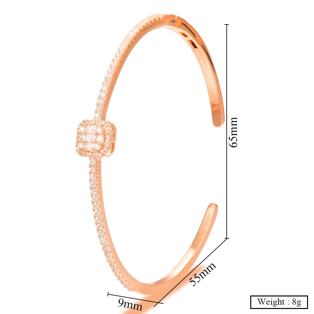 Trendy Luxury Stackable Bangle Cuff For Women Wedding Full Cubic Zircon Crystal CZ Dubai  Bracelet Party Jewelry2019
