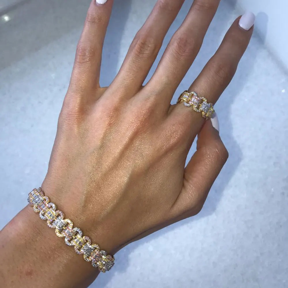 Trendy Luxury Stackable Bangle For Women Wedding Full AAA Cubic Zircon Crystal CZ Dubai Bridal Bracelet Party Jewelry 2020