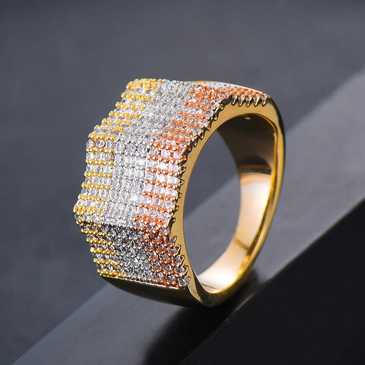 Luxury Geometric Bold Statement Rings with micro cubic zironia cz Women Engagement Party Jewelry High Quality