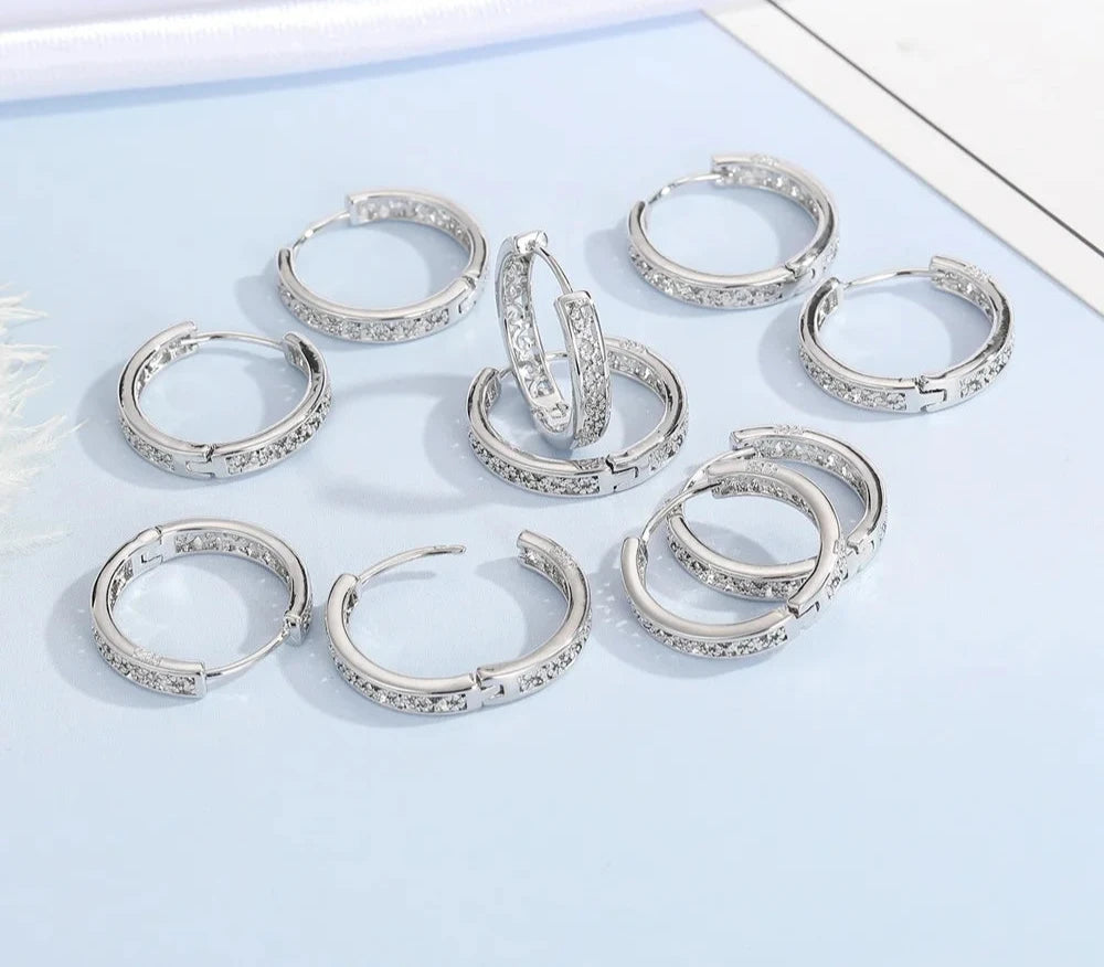 100% Real 925 Sterling Silver Earrings Statement Heart Star Square Round Geometric Hoop Flexible Earwire Leverback Women Jewelry