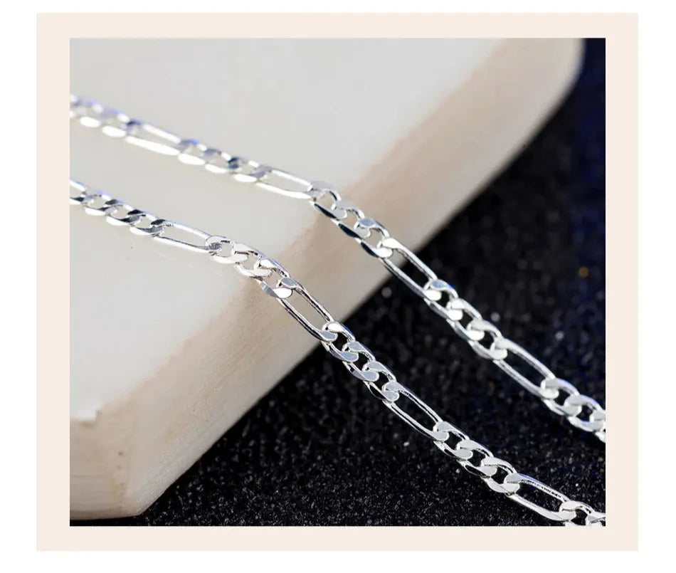 925 Sterling Silver 16/18/20/22/24/26/28/30 Inch 2mm Sideways Flat Chain Necklace For Women Man Fashion Wedding Jewelry