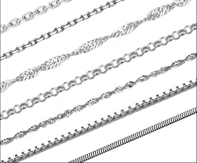 925 Sterling Silver Link Chain Jewelry 10 Styles Mixed Collar Necklace with Lobster Clasps 10PCS Whoesale 16-30 Inch